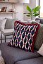 Geometric Patterned Fringed Cushion Cover - Navy Blue Cushion Cover with Burgundy Tassels - 3