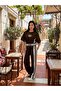 Brown Striped Tracksuit Short T-Shirt Pants Set - 2