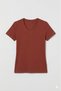 Organic Cotton Brick Color Women's Short Sleeve V-Neck T-Shirt - 4