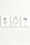 White Wooden Framed Minimalist Line Art 3-Piece Painting Set Huhu533 - Triple Painting Set White Frame