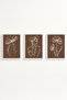 White Wooden Framed 3-Piece Mocha Moments Painting Huhu515 - Triple Painting Set White Frame