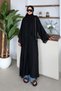 Hümay Snap Fastener Shawl Detail Abaya Black