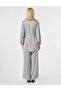 Satin Double Suit with Embroidery Detail in Gray - 4