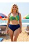 Women's Navy Blue Yellow Patterned Bikini Set with Accessory Detail Hzl26S-Lc713048