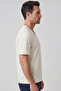 Men's Vision V-Neck Premium Quality Dense Textured Cotton T-Shirt Cream M102-R0220-02 - 2