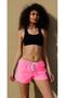 Women's Pink Solid Color Two Side Zippered Mini Size Swimsuit Swim Shorts 816-P - 3