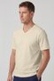 Men's Vision V-Neck Premium Quality Dense Textured Cotton T-Shirt Yellow M102-R0220-03 - 4