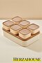 7-Piece Storage Container Set Striped Beige |   6 X 325 ml - 1 X 5500 ml |   Microwave and Freezer Compatible - 2