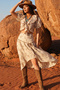 Embroidered Lace-Up Front Balloon Sleeve Crop Blouse and Slit Asymmetrical Long Slit Effect Skirt Summer Romantic Vintage Retro Bohemian Two-Piece Set Women's Set - 7