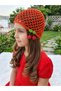 Pomegranate Flower Color/ 7-12 Years Old Cherry Crochet Children's Hat/Mesh Beanie/Cotton Summer Kids Hat/Children's Clothing/Cherry Hat/Mesh Hat/Children's Gift/Gift
