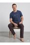 Summer Men's Short Sleeve Plaid Give up Pajama Set