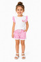 Girl's 2-Piece Shorts Set White Fuchsia Summer Cotton T-Shirt Shorts Set