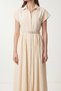 Belted Midi Shirt Dress Lub0367 Cream - 4