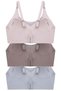 Seamless Bra - Oatmeal |   Laser Cut Underwire-Free Textured Tulle Detailed Women's Bra 3-Pack - 2