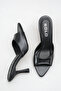 Calivia Black Rustic Women's Stylish New Season Pointed Toe Comfortable Thin Heeled Slippers - 3