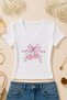Women's Pink Bow Cherry Printed Coquette Basic Daily Use V-Neck Slim Fit Lycra T-Shirt - 2
