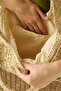 Two-Color Straw Shoulder Bag Y9223 Beige - 2