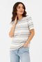 Women's 100% Cotton Gray Striped Crew Neck T-Shirt - 2