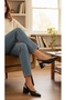 Women's Genuine Leather Pointed Toe Thick Heel Shoes - 2