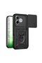 Honor 600 lite 5g compatible tank case with ring stand, full impact protection armored outdoor cover - black