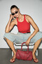Aurelie women's soft and flexible organic cotton u-neck red tank top - 4