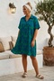 Blue-Green Shirt Collar Short Sleeve Patterned Casual Viscose Woven Dress 105 65 - 4