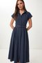 Belted Midi Shirt Dress Lub0367 Dark Blue - 2