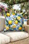 Amalfi Lemon Patterned Digital Print Blue, Yellow, White Square Throw Pillow 43 X 43 cm Double-Sided Throw Pillow Cover - 3