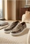 Men's Beige Black Snake Patterned Genuine Leather Loafer Sneaker – White Sole Casual Premium Shoes - 3