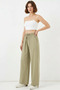 Women's High Waist Wide Leg Green Palazzo Trousers - 2