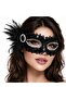 Black Stone Venetian Party Mask – Feathered and Sequined (5492)