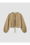 Nevavm Contrast Collar Balloon Sleeve Blouse - 5