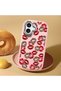 iPhone 17 Compatible Case with Camera Protector Pink Silicone Couple Phone Case with Kiss Pattern - 2