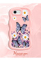 iPhone Se 2022 Compatible Case Camera Protector Pink Silicone Couple Phone Case Butterfly Pattern - 2