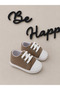 Unisex Brown and White Lace-Up First Step Baby Shoes - 3