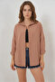 Women's Oversize Cut Basic Cotton Camel Shirt - 5