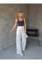 Women's High Waist Wide Leg Fabric Trousers - 2