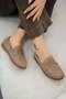 Sims women's lace-up genuine suede leather loafer shoes sand - 4