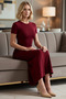 Women's Maxi Crew Neck Short Sleeve Fitted Stretchy Knitted Dress Unlined Comfortable Casual Modern Stylish - 3