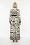 Women's Maxi Viscose Woven Dress, Judge Collar, Raglan Sleeve, Ethnic Pattern, a Line Cut, Long Sleeve, Casual - 5