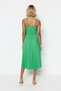 Women's Plus Size Double Breasted Collar Thin Strap Pleated Midi Dress Flexible Knitted Fabric Daily Casual Modern - 5