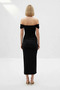 Women's Carmen Collar Low Sleeve Bodycon Knitted Midi Dress Unlined Sandy Textured Elegant Casual Comfortable - 5