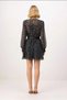 Women's Polka Dot Chiffon Dress with Scarf Collar, Balloon Sleeves, Belted Skater Cut, Mini Length, Casual Comfortable - 5