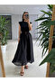 Black Leather Belted Padded Dress - 0103