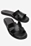 Biora Black Genuine Leather Women's Slippers