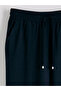 Navy Blue Women's Wide Leg Pants with Elastic Waist - 4