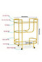 OneDcor Oval Mirror Metal Bar Cart with Lockable Wheels – Multi-Tier Gold Rolling Serving Trolley for Home Bar, Parties & Everyday Storage - 2