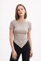 Stone Kayık Collar Asymmetric T-Shirt 0459