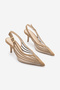 Women's Stiletto Pointed Toe Transparent Mesh Strap Classic Heeled Shoes Vimola Camel Suede - 6