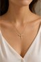 Steel Angel Figured Zircon Stone Women's Necklace Gold Color 45 cm